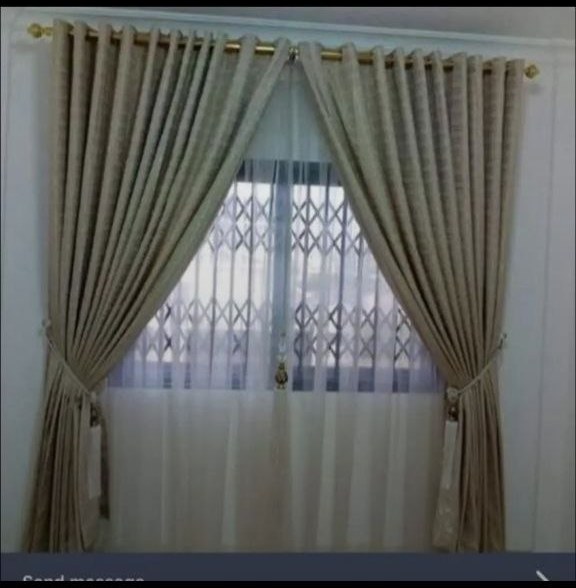 Beige Classic — Rod set & sheers — residential